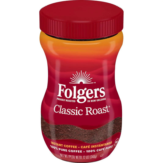 Folgers Classic Roast Instant Coffee, 12 Oz. Jar