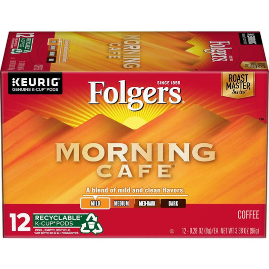 Folgers Morning Café Mild Roast Coffee, 72 Keurig K-Cup Pods