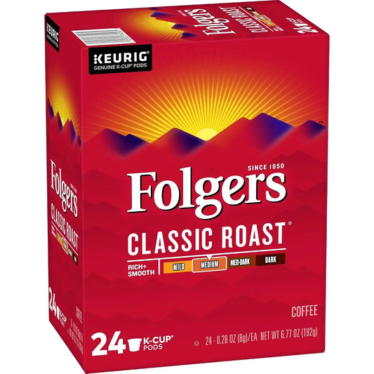 Folgers Classic Roast Medium Roast Coffee, 96 Keurig K-Cup Pods