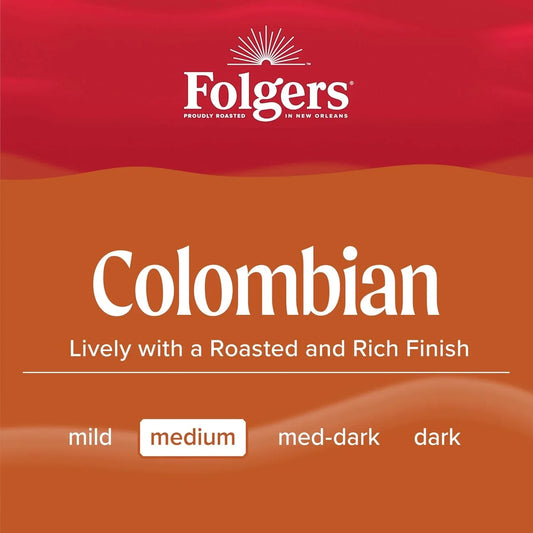 Folgers Colombian Decaf Coffee, Medium Roast, Keurig K-Cup Pods, 10 Count